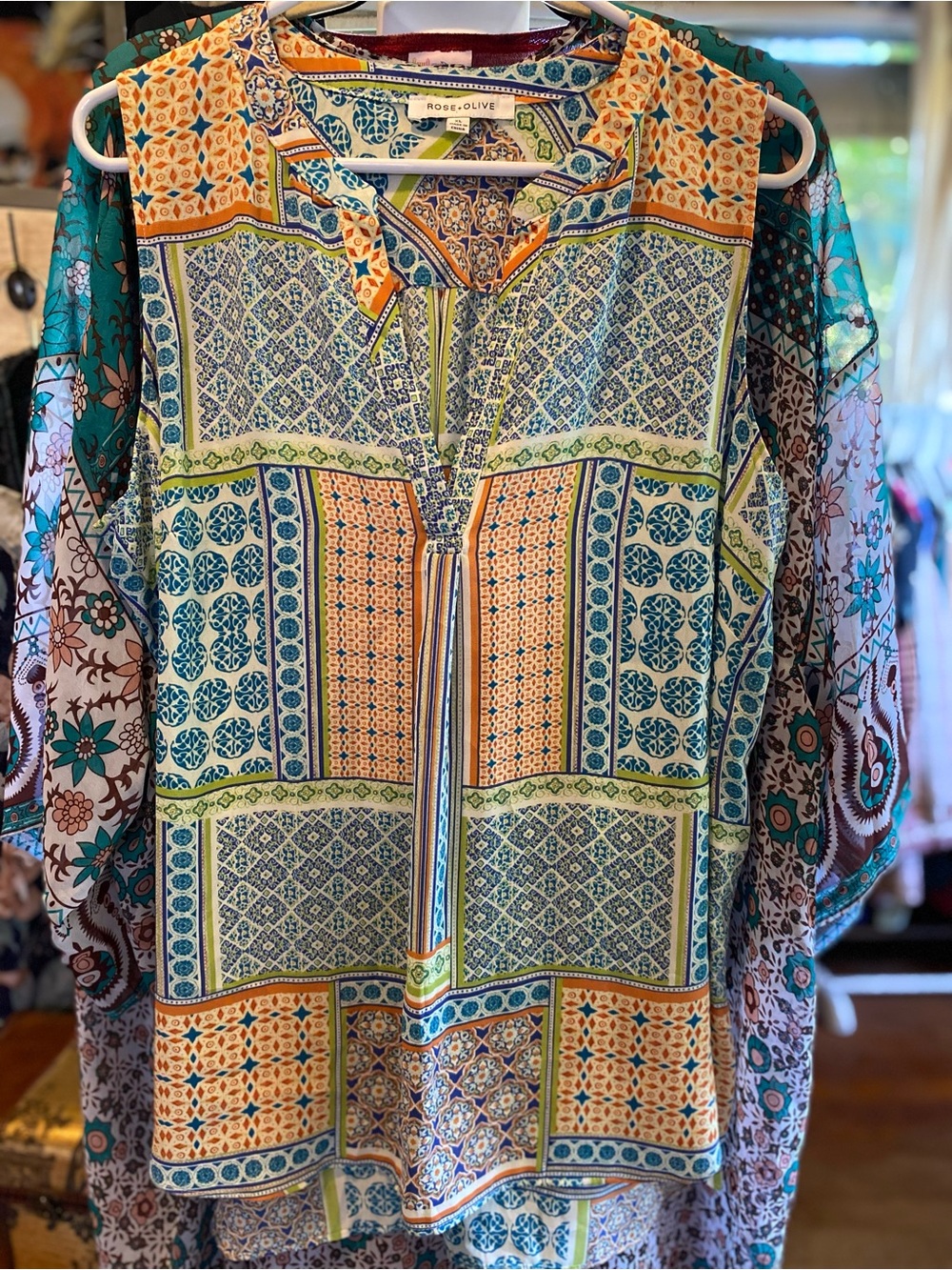 Rose & Olive Teal, Yellow & Orange Patchwork Sleeveless